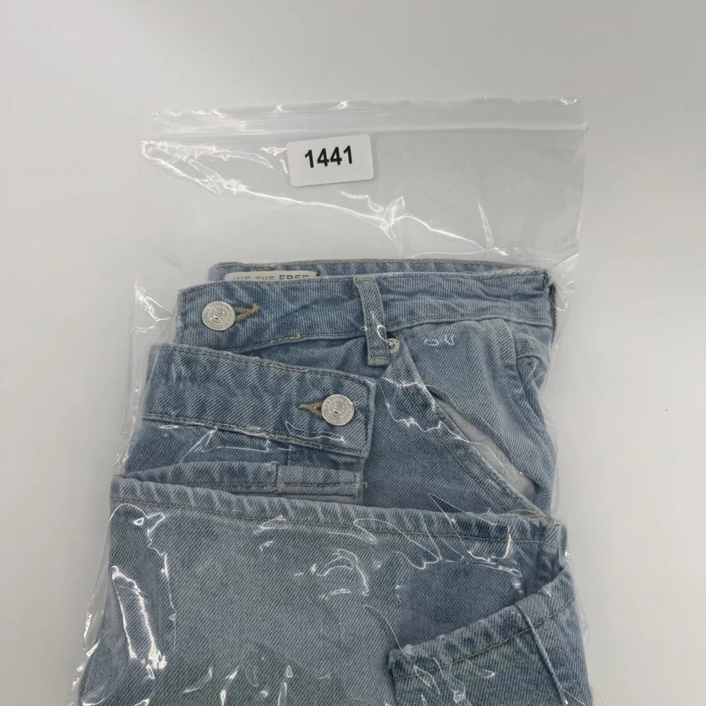 We The Free Free People‎ Denim Mini Skirt Asymmetrical Button Fly Blue Size 25